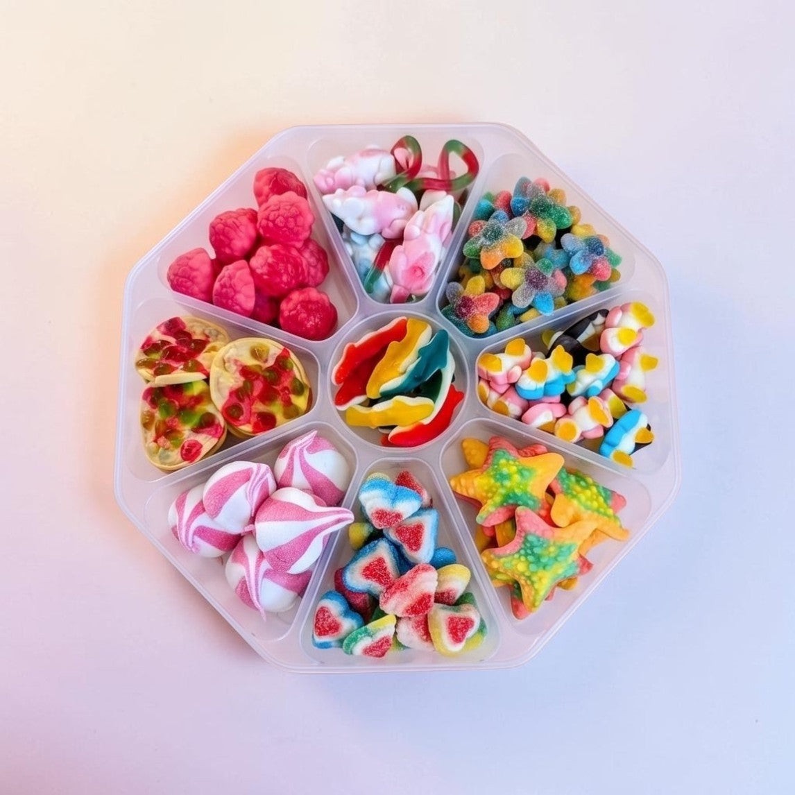 Sweet Feasts Candy Boards gummy sweet platter featuring a vibrant assortment of colourful retro and modern candies.